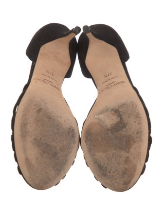 Jimmy Choo Suede Cutout Accent T-Strap Sandals