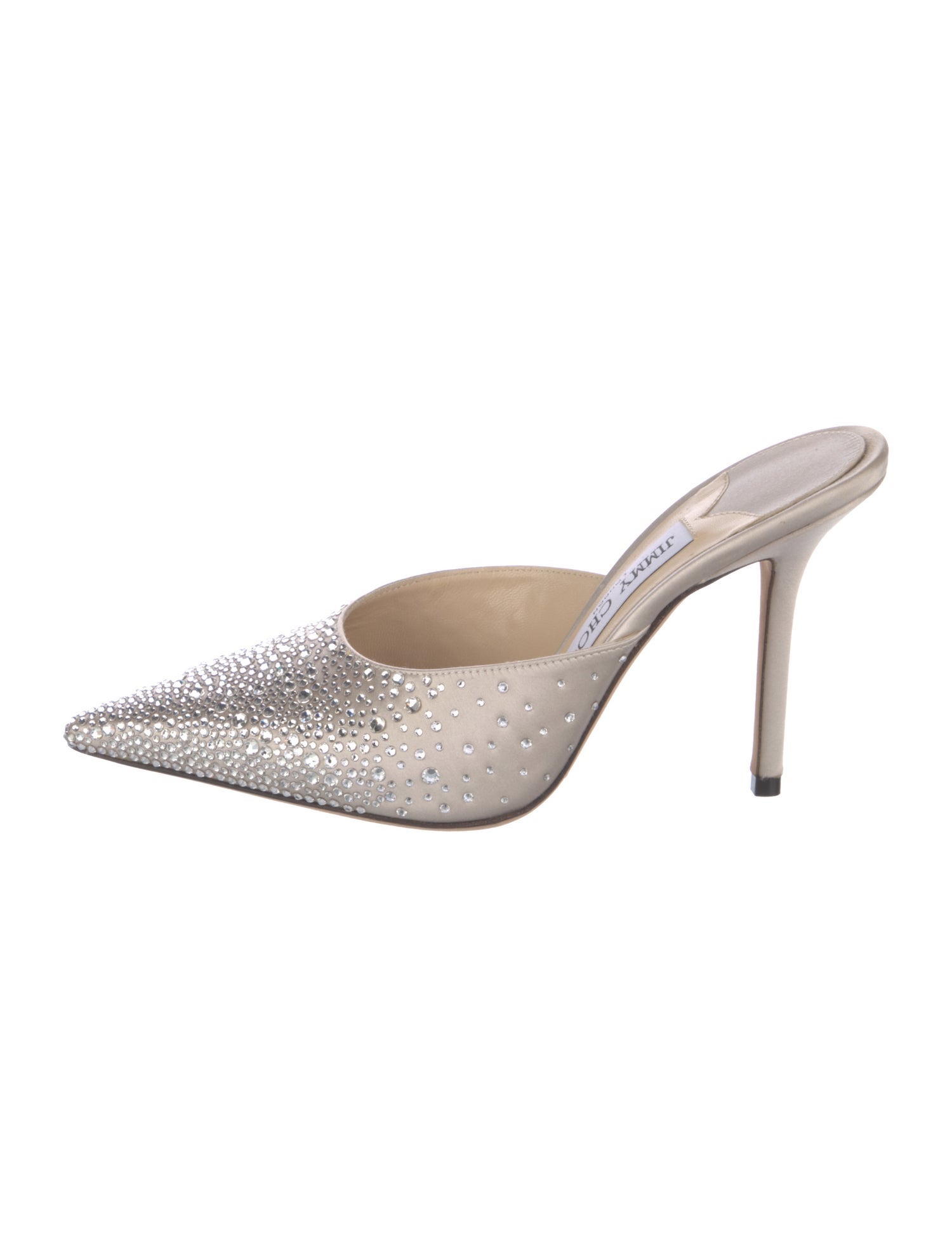 Jimmy Choo Satin Crystal Embellishments Mules