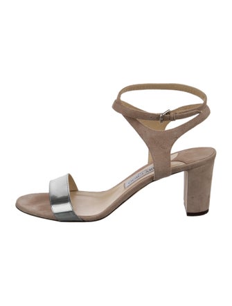 Jimmy Choo Suede Leather Trim Embellishment Sandals