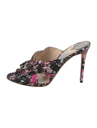 Jimmy Choo Satin Floral Print Slides