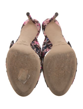 Jimmy Choo Satin Floral Print Slides