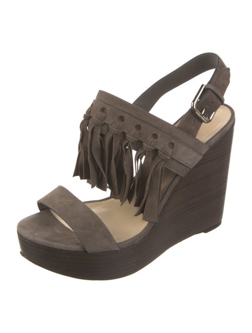 Jimmy Choo Suede Fringe Trim Accent Slingback Sandals