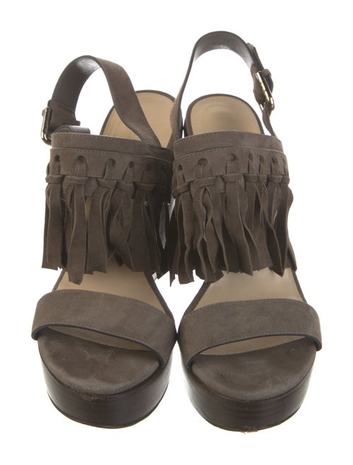 Jimmy Choo Suede Fringe Trim Accent Slingback Sandals