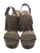 Jimmy Choo Suede Fringe Trim Accent Slingback Sandals