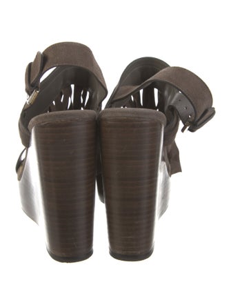 Jimmy Choo Suede Fringe Trim Accent Slingback Sandals