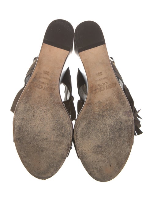 Jimmy Choo Suede Fringe Trim Accent Slingback Sandals