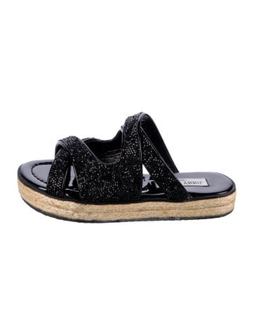 Jimmy Choo Sandals Patent Leather Crystal Embellishments Espadrilles IT 35 | 5