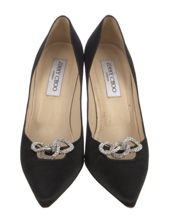 Jimmy Choo Satin Crystal Embellishments Pumps