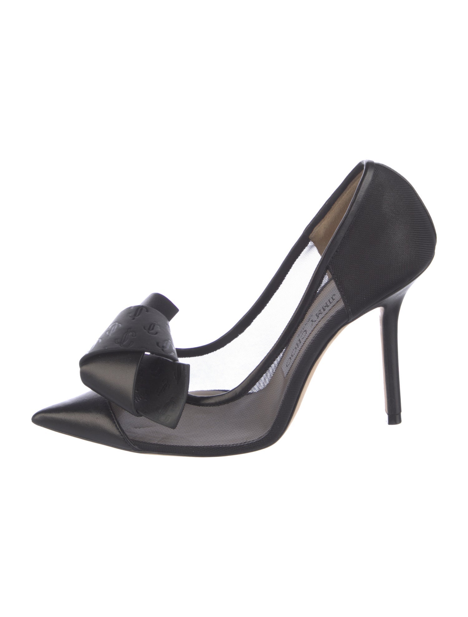 Jimmy Choo Mesh Leather Trim Embellishment Pumps