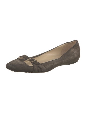 Jimmy Choo Nubuck Glitter Accents Ballet Flats