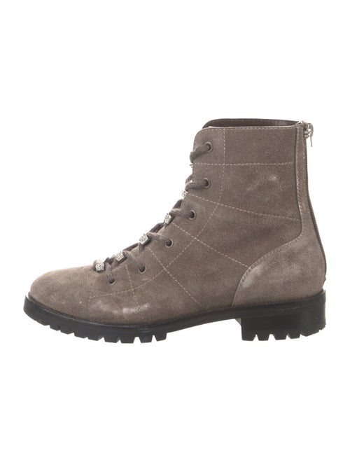 Jimmy Choo Suede Crystal Embellishments Combat Boots