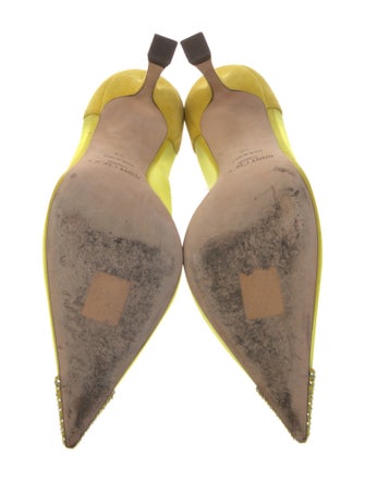 Jimmy Choo Suede Mesh Accents T-Strap Pumps