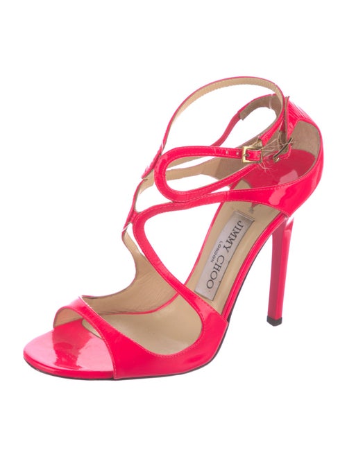 Jimmy Choo Lang En Aus Neonrosanem Lackledershocking Patent Leather Sandals