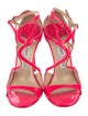 Jimmy Choo Lang En Aus Neonrosanem Lackledershocking Patent Leather Sandals