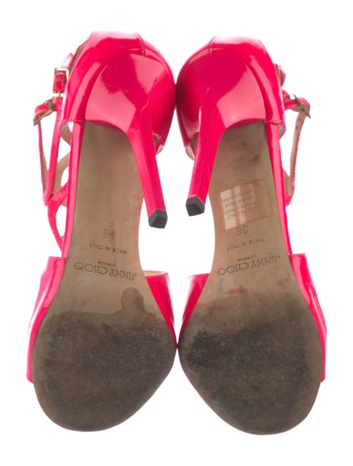 Jimmy Choo Lang En Aus Neonrosanem Lackledershocking Patent Leather Sandals