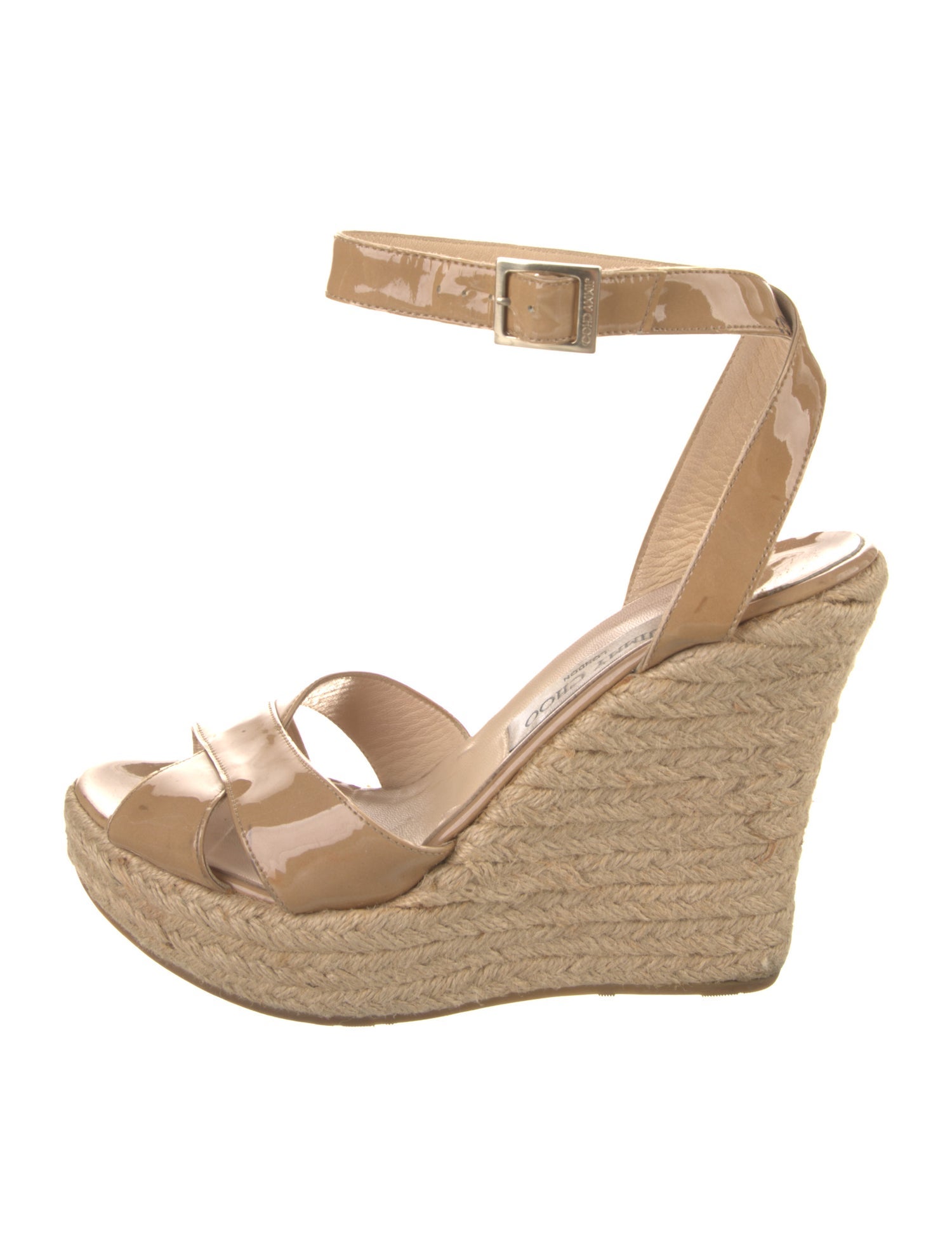 Jimmy Choo Patent Leather Cutout Accent Espadrilles