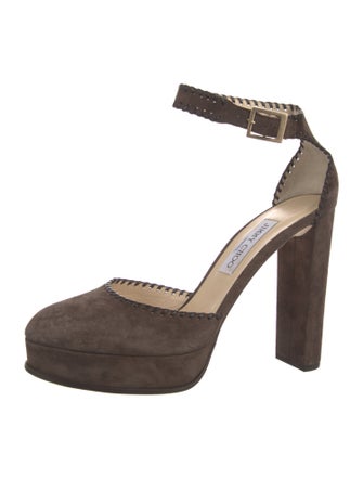 Jimmy Choo Suede Leather Trim Embellishment D'Orsay Pumps
