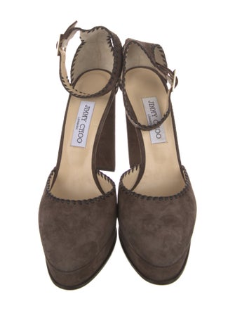 Jimmy Choo Suede Leather Trim Embellishment D'Orsay Pumps