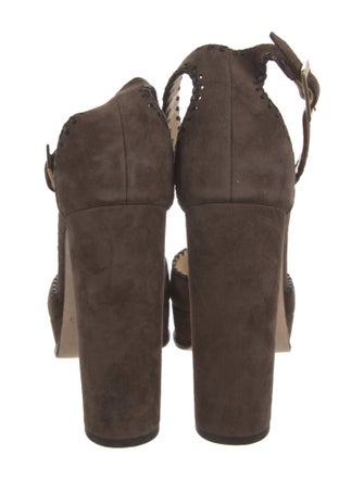 Jimmy Choo Suede Leather Trim Embellishment D'Orsay Pumps