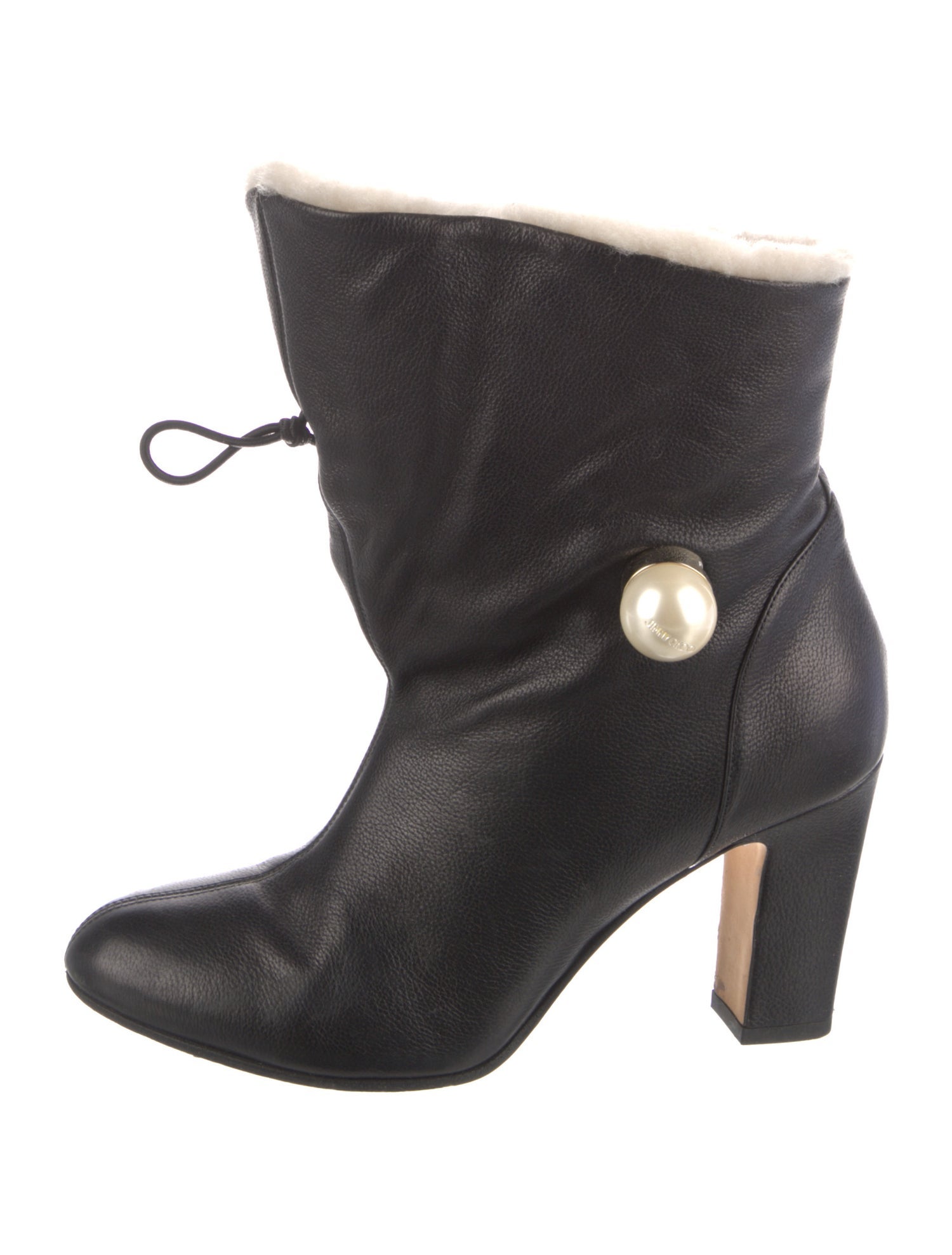 Jimmy Choo Faux Pearl Accents Leather Boots