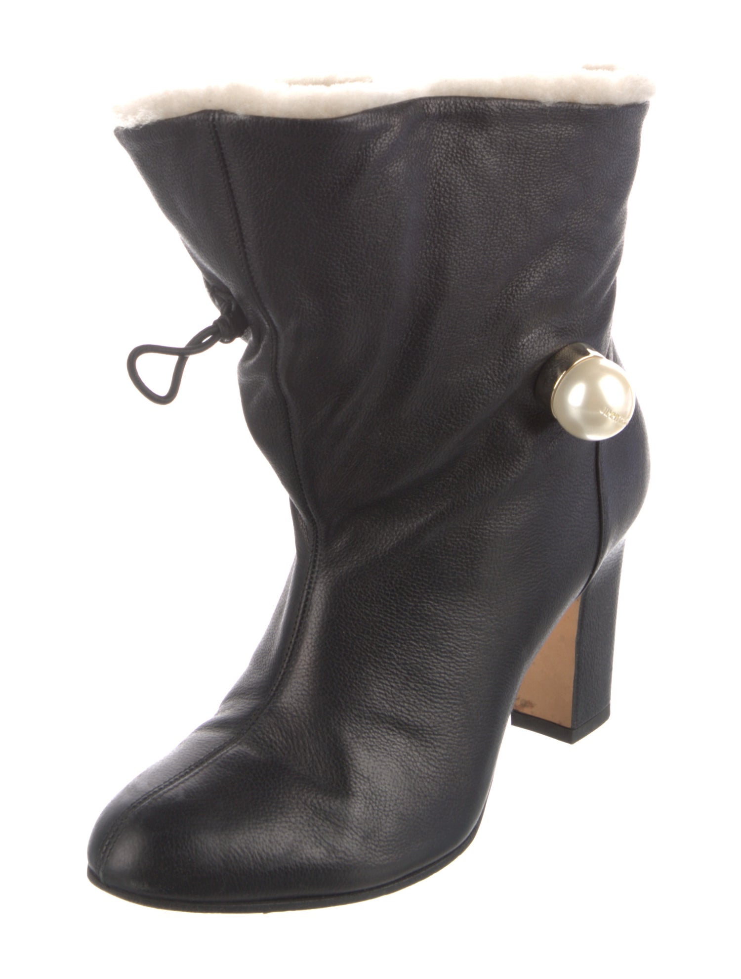 Jimmy Choo Faux Pearl Accents Leather Boots