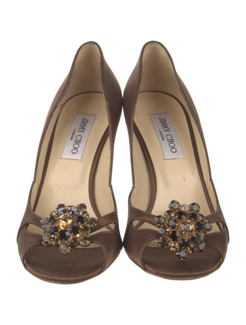 Jimmy Choo Satin Crystal Embellishments Pumps