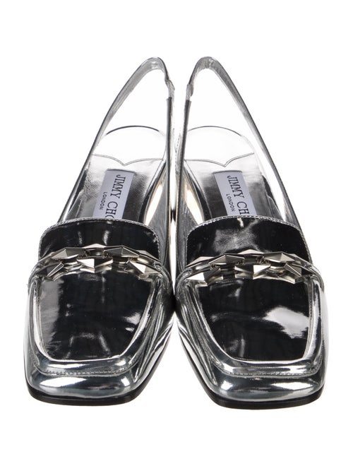 Jimmy Choo Patent Leather Chain-Link Accents Slingback Pumps