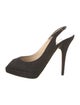 Jimmy Choo Canvas Crystal Embellishments Slingback Pumps