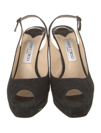 Jimmy Choo Canvas Crystal Embellishments Slingback Pumps