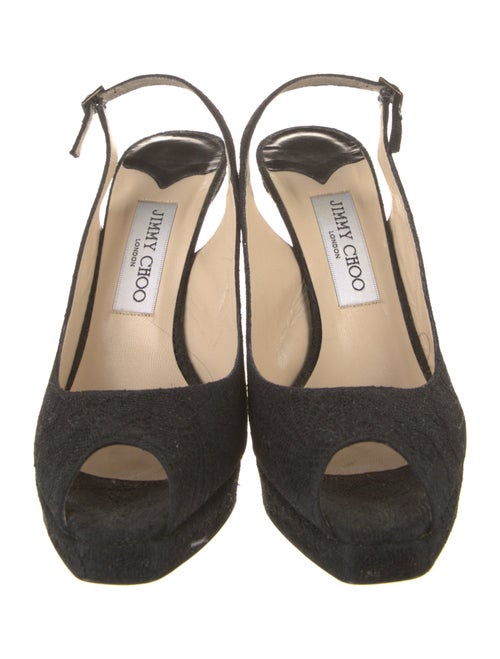 Jimmy Choo Canvas Crystal Embellishments Slingback Pumps