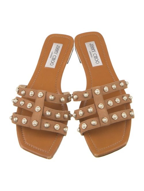 Jimmy Choo Faux Pearl Accents Suede Slides
