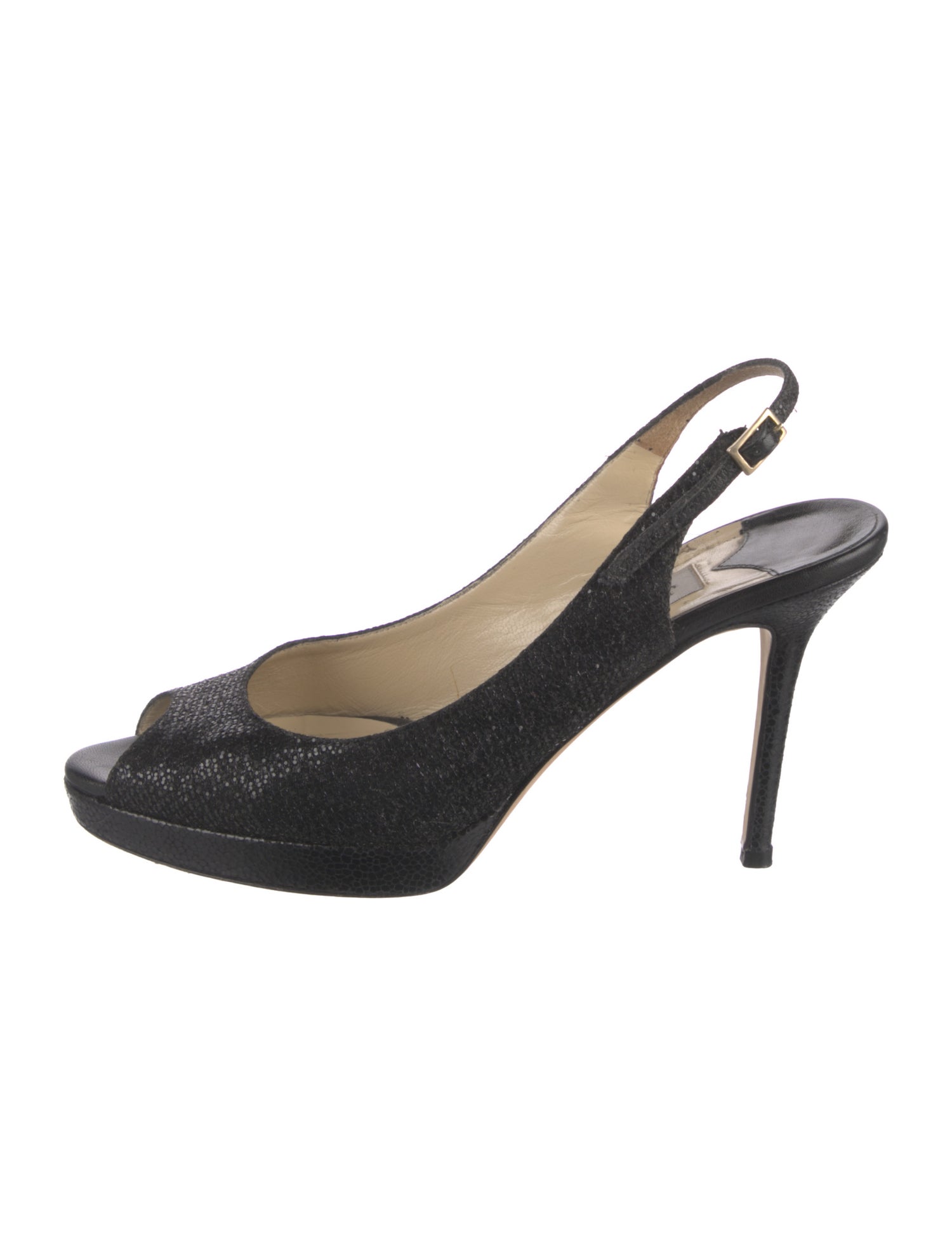 Jimmy Choo Leather Glitter Accents Slingback Sandals