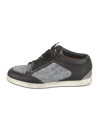 Jimmy Choo Canvas Leather Trim Embellishment Sneakers