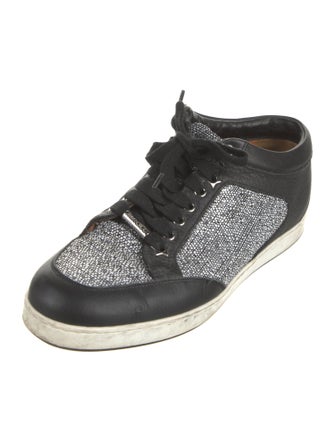 Jimmy Choo Canvas Leather Trim Embellishment Sneakers