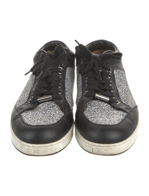 Jimmy Choo Canvas Leather Trim Embellishment Sneakers