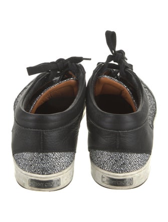 Jimmy Choo Canvas Leather Trim Embellishment Sneakers