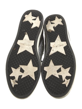 Jimmy Choo Canvas Leather Trim Embellishment Sneakers