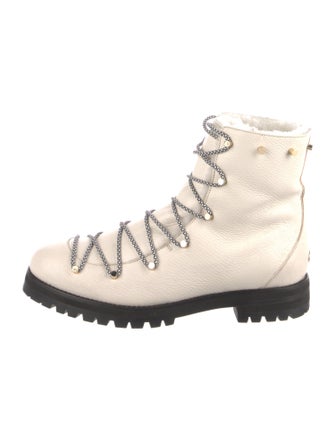 Jimmy Choo Leather Studded Accents Combat Boots