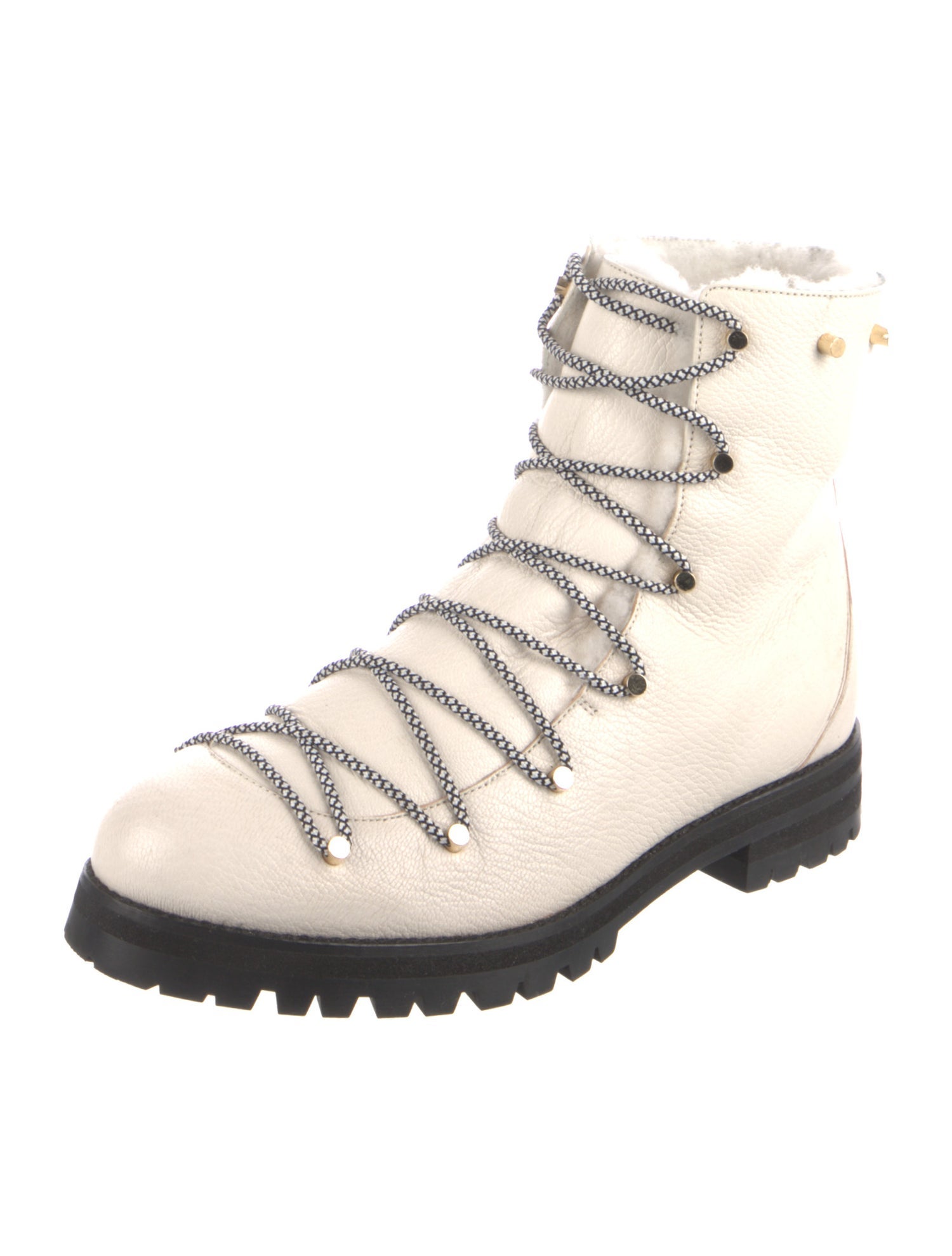 Jimmy Choo Leather Studded Accents Combat Boots