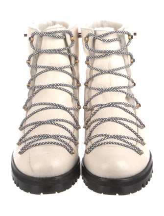 Jimmy Choo Leather Studded Accents Combat Boots