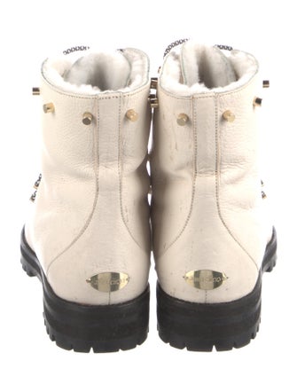 Jimmy Choo Leather Studded Accents Combat Boots