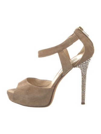 Jimmy Choo Suede Crystal Embellishments D'Orsay Pumps