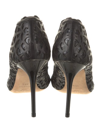 Jimmy Choo Leather Mesh Accents Pumps