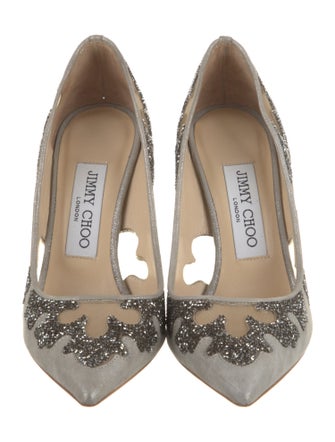 Jimmy Choo Suede Mesh Accents Pumps
