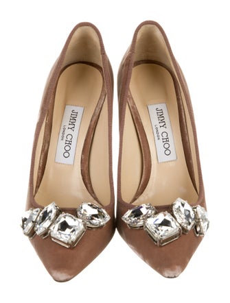 Jimmy Choo Velvet Crystal Embellishments Pumps