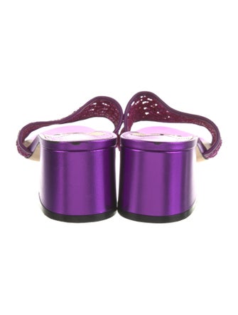 Jimmy Choo Straw Leather Trim Embellishment Slides