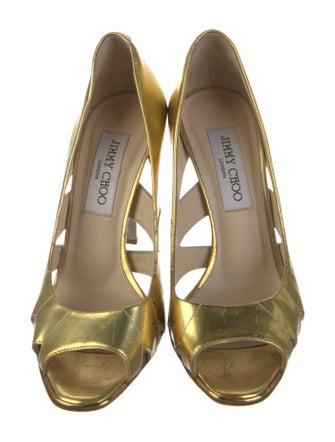 Jimmy Choo Leather Cutout Accent Pumps
