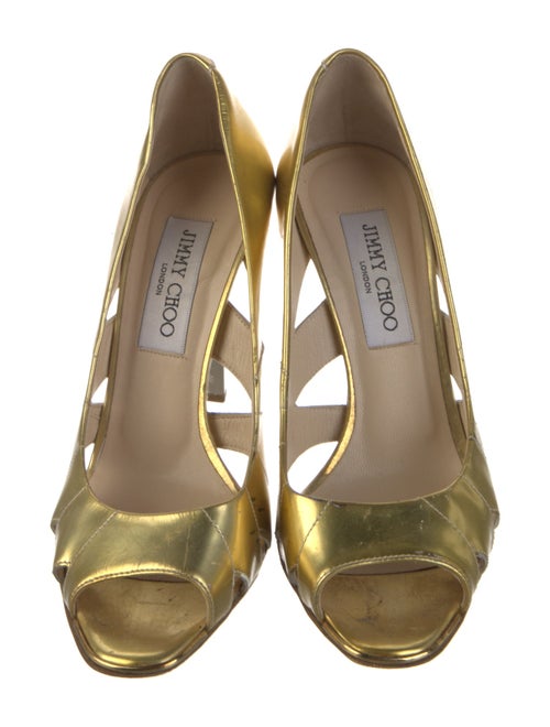 Jimmy Choo Leather Cutout Accent Pumps