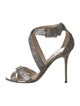 Jimmy Choo Leather Glitter Accents Sandals