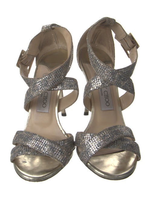Jimmy Choo Leather Glitter Accents Sandals
